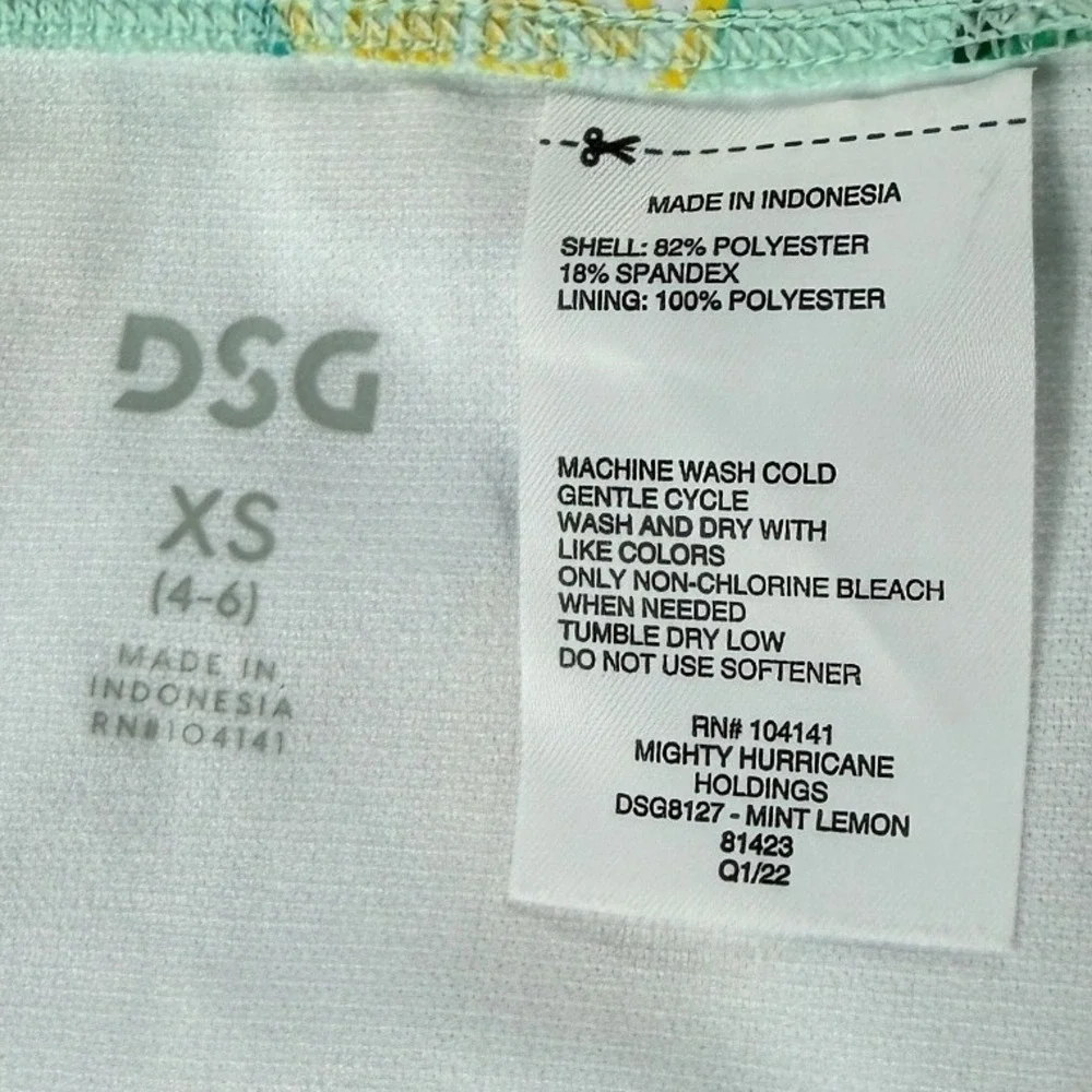 LOT of 2 DSG Girls High Waist Swim Bottoms Size XS 4-6 Lemon Tie Dye UPF 50+ NWT